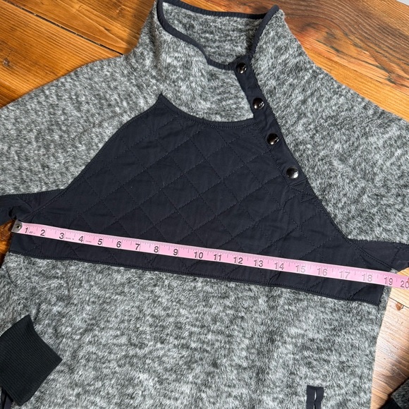 Abercrombie & Fitch Women Quilted Asymmetric Snap Button Fleece Pullover gray S - Picture 7 of 14